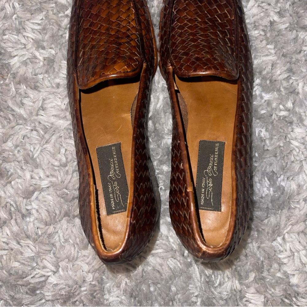 Sesto Meucci Of Florence Brown woven Tassie loafer Size 6N Shoes - Picture 7 of 8